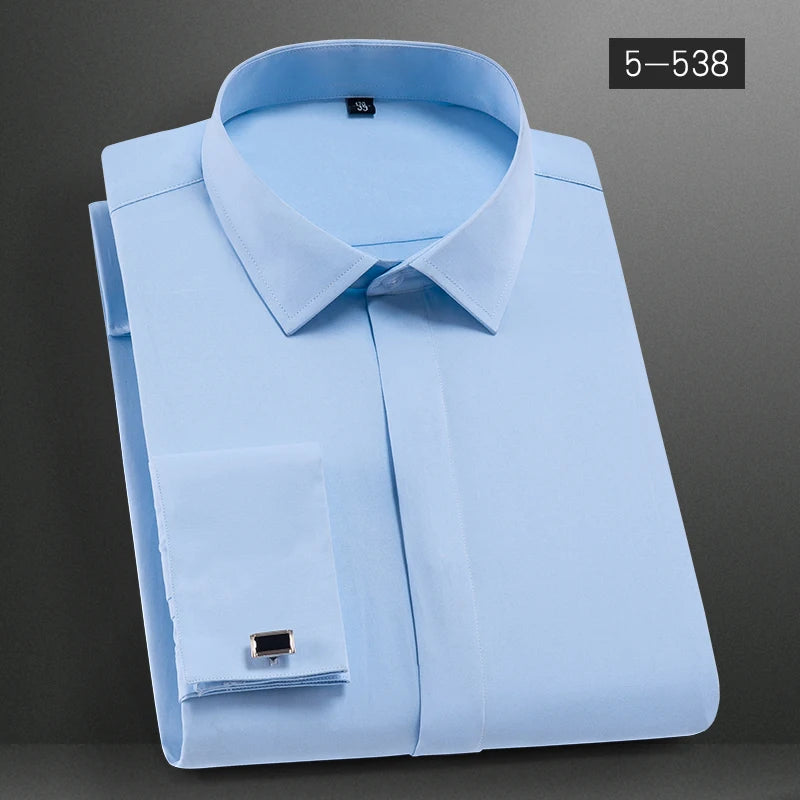 Men's French Cuff Dress Shirt-Men Shirts-LeStyleParfait