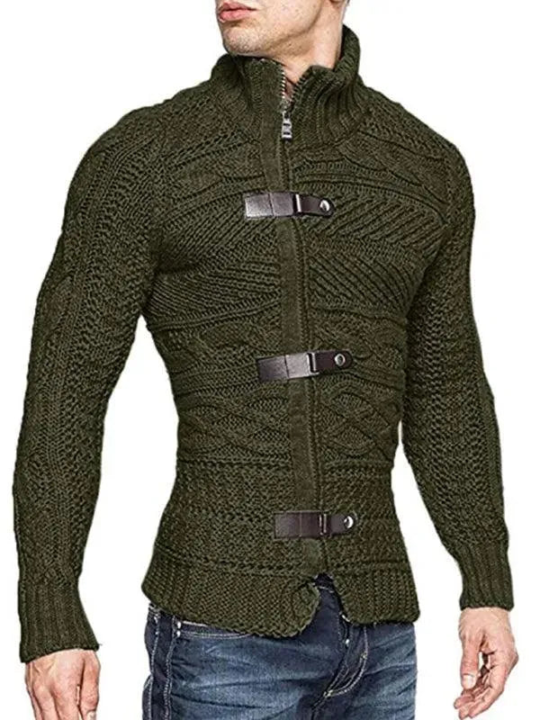 Men’s Full-Zip Turtleneck Cardigan Sweater – Stretch