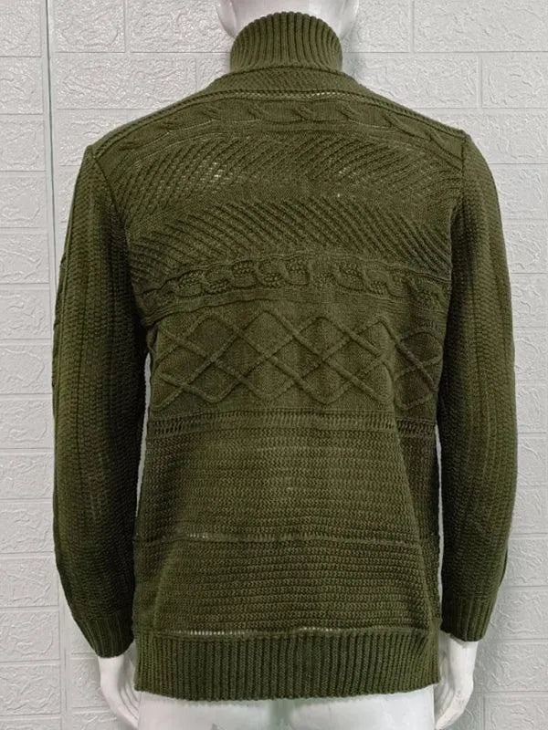 Men’s Full-Zip Turtleneck Cardigan Sweater – Stretch