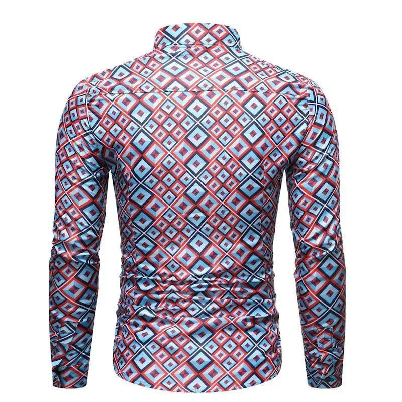 Men's Geometric Slim Fit Shirt-Men Shirts-LeStyleParfait