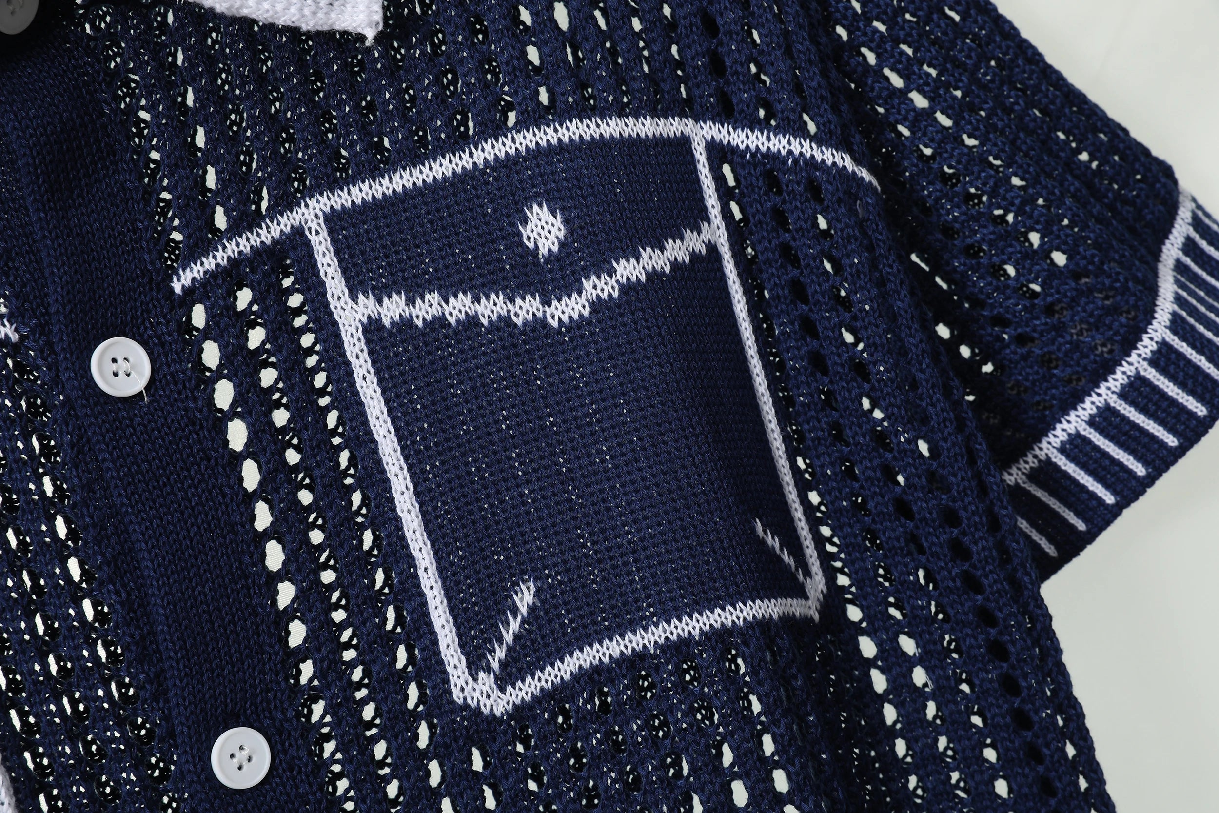 Men's Hollow Knit Button Shirt-Men Shirts-LeStyleParfait