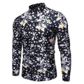 Men's Leaf Print Slim Shirt-Men Shirts-LeStyleParfait
