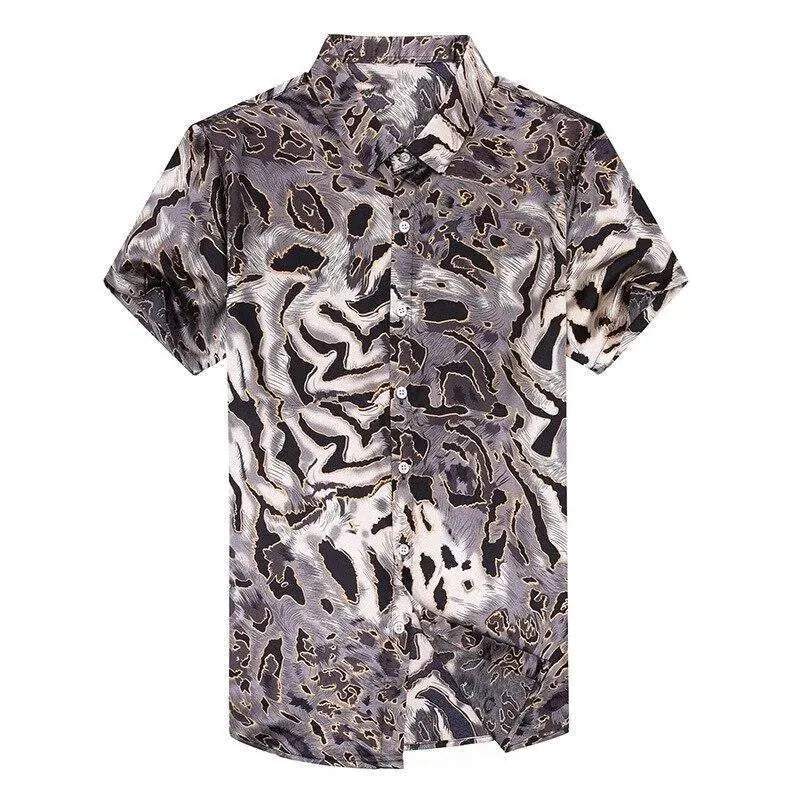 Men's Leopard Satin Shirt-Men Shirts-LeStyleParfait
