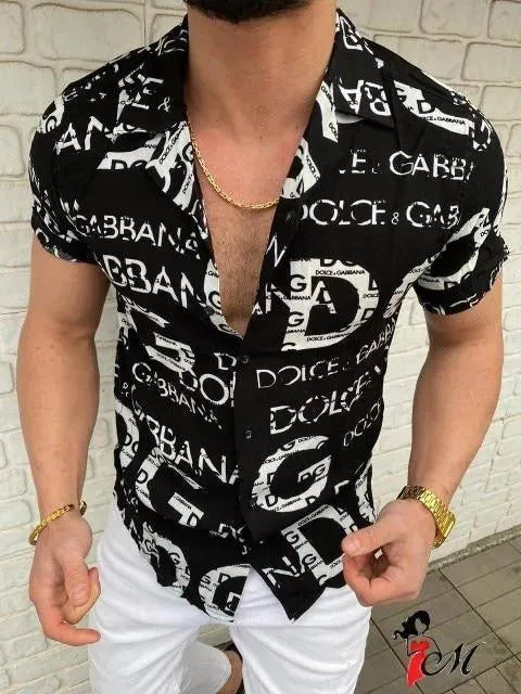 Men's Letter Print Casual Shirt-Men Shirts-LeStyleParfait