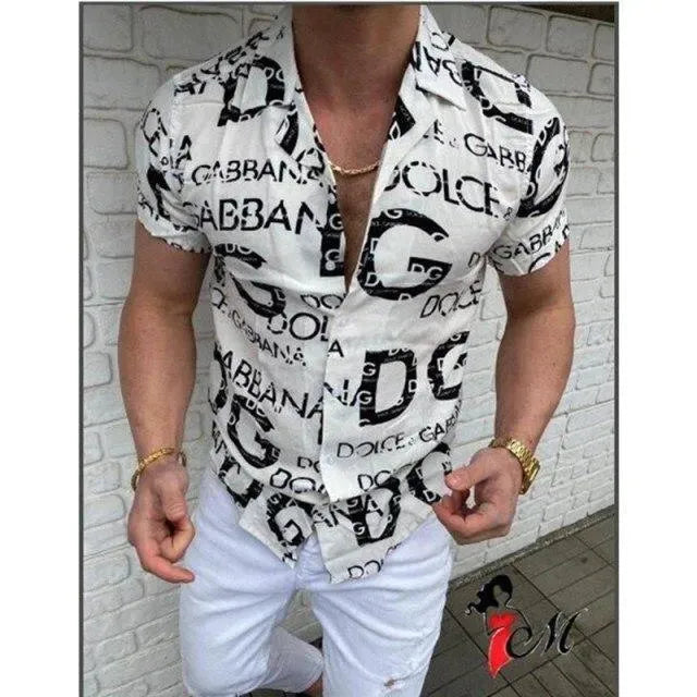 Men's Letter Print Casual Shirt-Men Shirts-LeStyleParfait