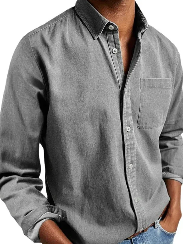 Men's Long Sleeve Lapel Shirt-Men Shirts-LeStyleParfait
