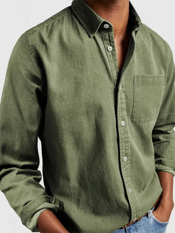Men's Long Sleeve Lapel Shirt-Men Shirts-LeStyleParfait