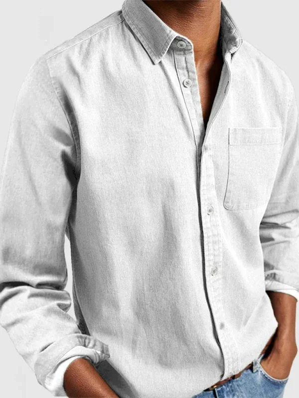 Men's Long Sleeve Lapel Shirt-Men Shirts-LeStyleParfait