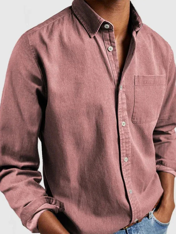 Men's Long Sleeve Lapel Shirt-Men Shirts-LeStyleParfait