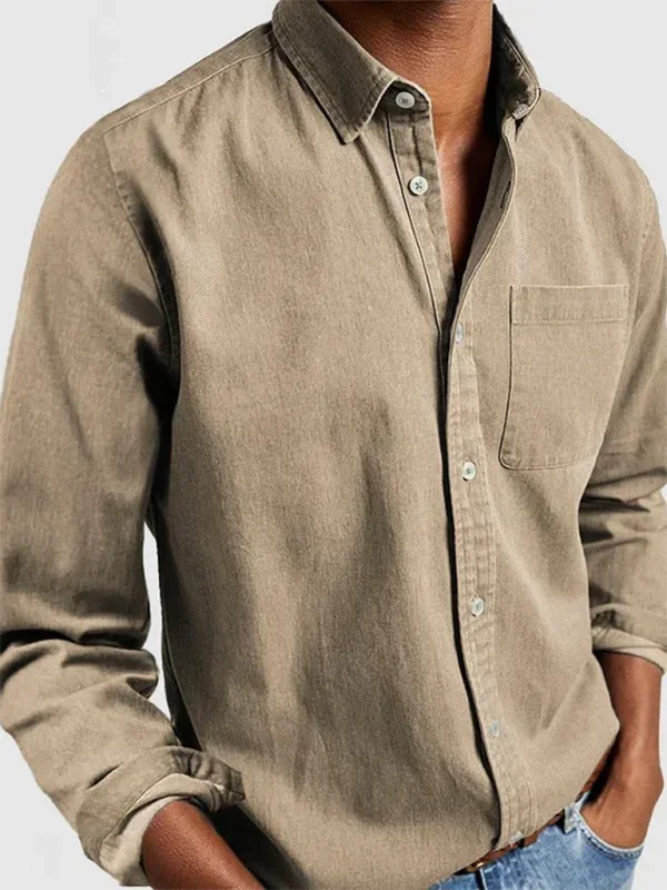 Men's Long Sleeve Lapel Shirt-Men Shirts-LeStyleParfait