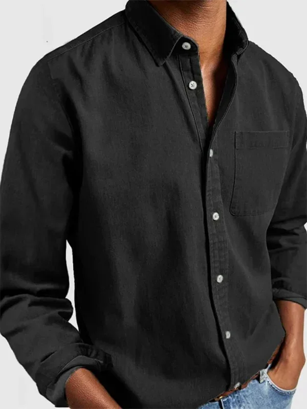 Men's Long Sleeve Lapel Shirt-Men Shirts-LeStyleParfait