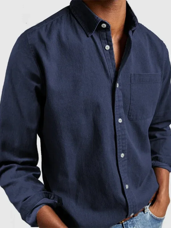 Men's Long Sleeve Lapel Shirt-Men Shirts-LeStyleParfait