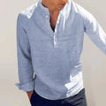 Men's Long Sleeve Striped Cotton Shirt-Men Shirts-LeStyleParfait