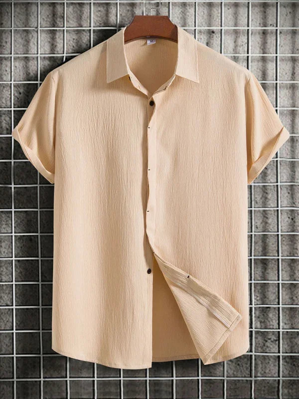 Men's Loose Cotton Linen Shirt-Men Shirts-LeStyleParfait