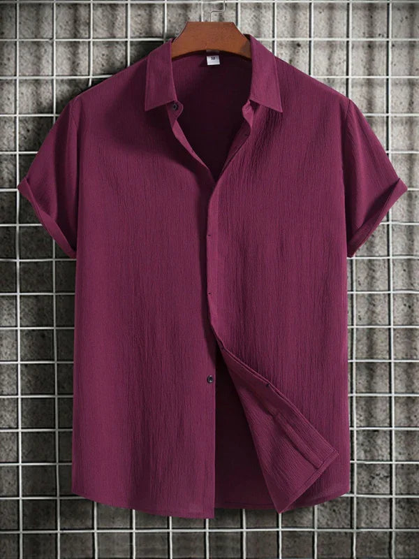 Men's Loose Cotton Linen Shirt-Men Shirts-LeStyleParfait