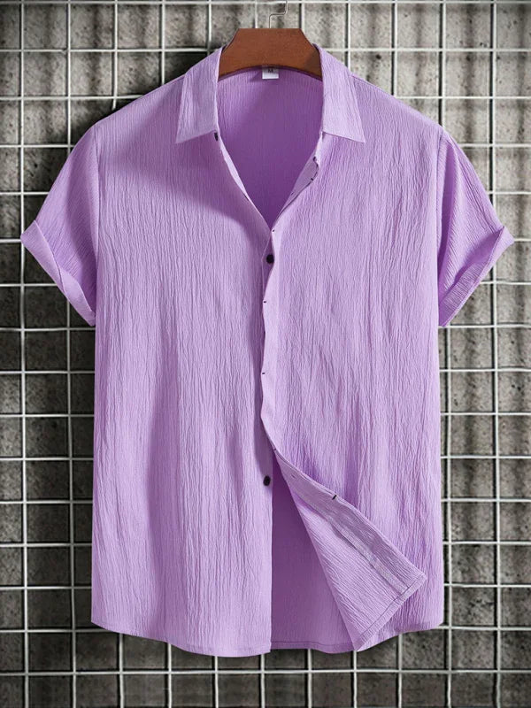 Men's Loose Cotton Linen Shirt-Men Shirts-LeStyleParfait