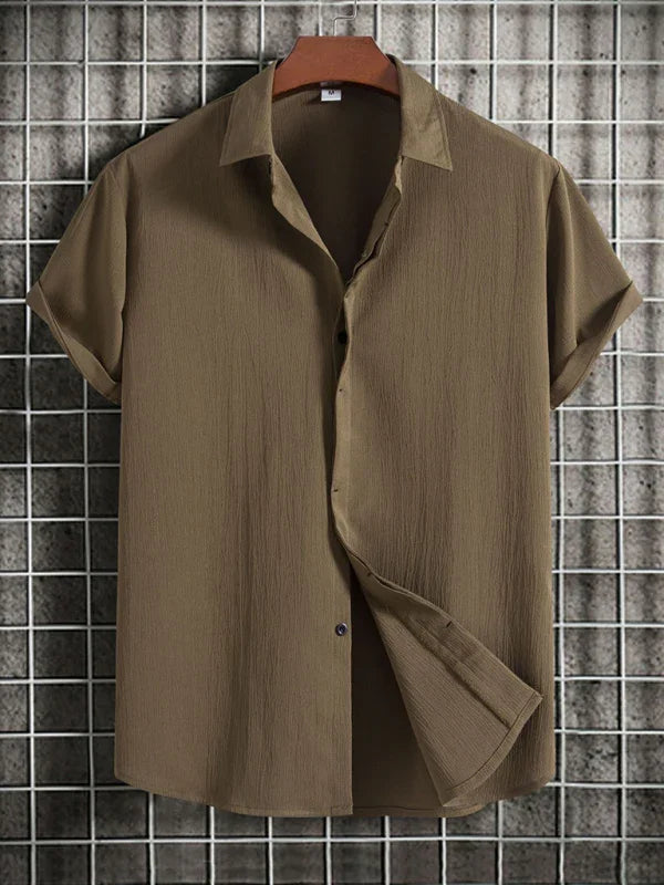 Men's Loose Cotton Linen Shirt-Men Shirts-LeStyleParfait