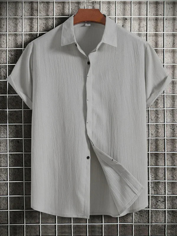 Men's Loose Cotton Linen Shirt-Men Shirts-LeStyleParfait