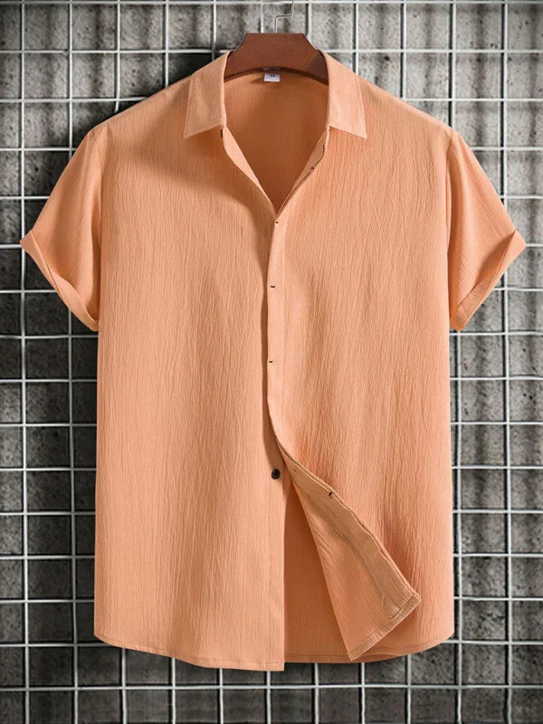 Men's Loose Cotton Linen Shirt-Men Shirts-LeStyleParfait