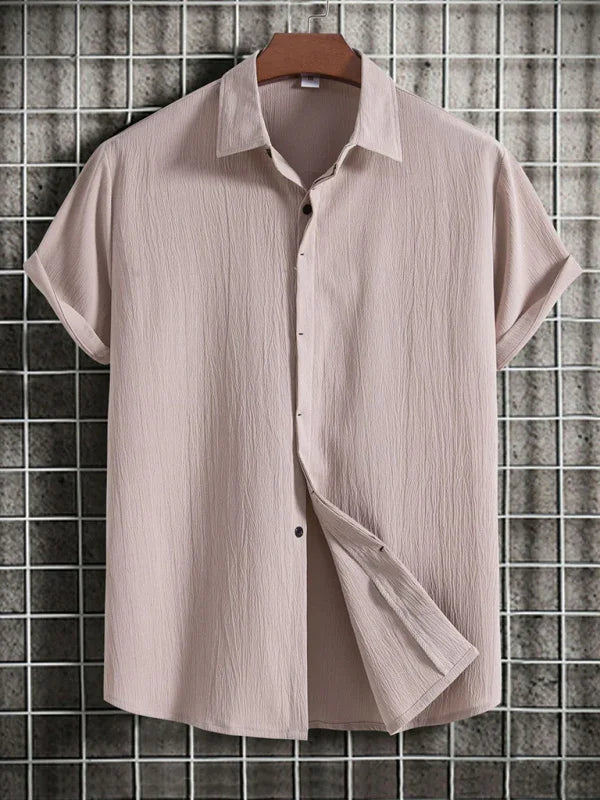 Men's Loose Cotton Linen Shirt-Men Shirts-LeStyleParfait
