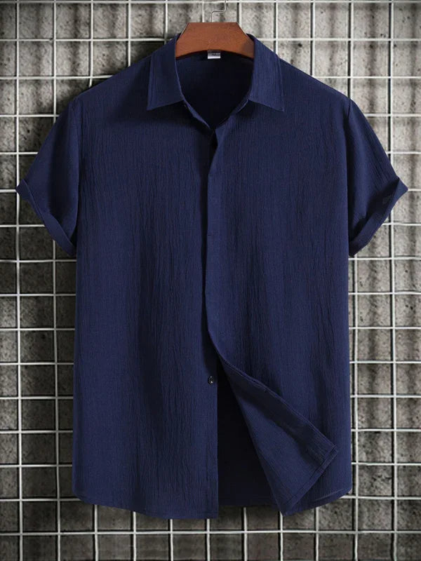 Men's Loose Cotton Linen Shirt-Men Shirts-LeStyleParfait