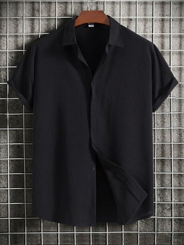 Men's Loose Cotton Linen Shirt-Men Shirts-LeStyleParfait