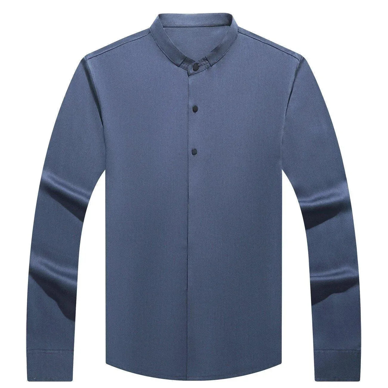 Men's Mandarin Satin Shirt-Men Shirts-LeStyleParfait