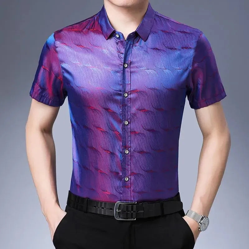Men's Manson Satin Summer Shirt-Men Shirts-LeStyleParfait