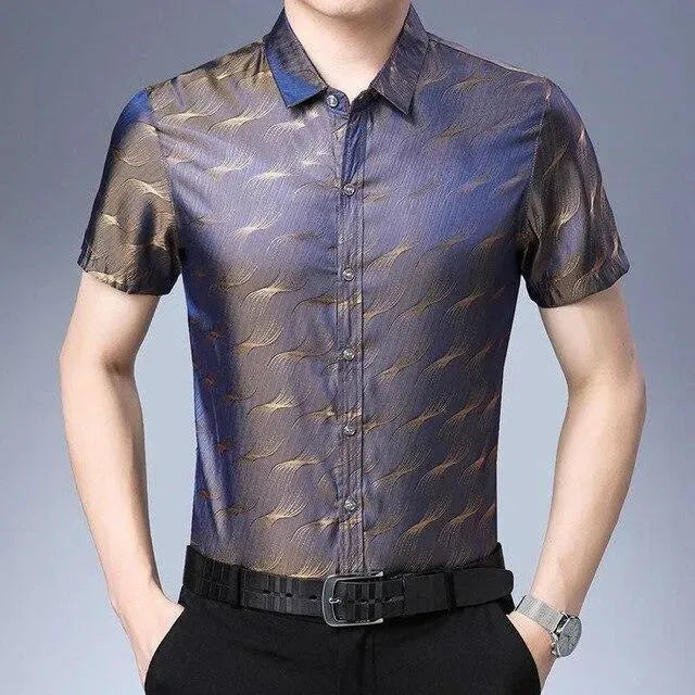 Men's Manson Satin Summer Shirt-Men Shirts-LeStyleParfait