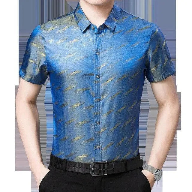 Men's Manson Satin Summer Shirt-Men Shirts-LeStyleParfait