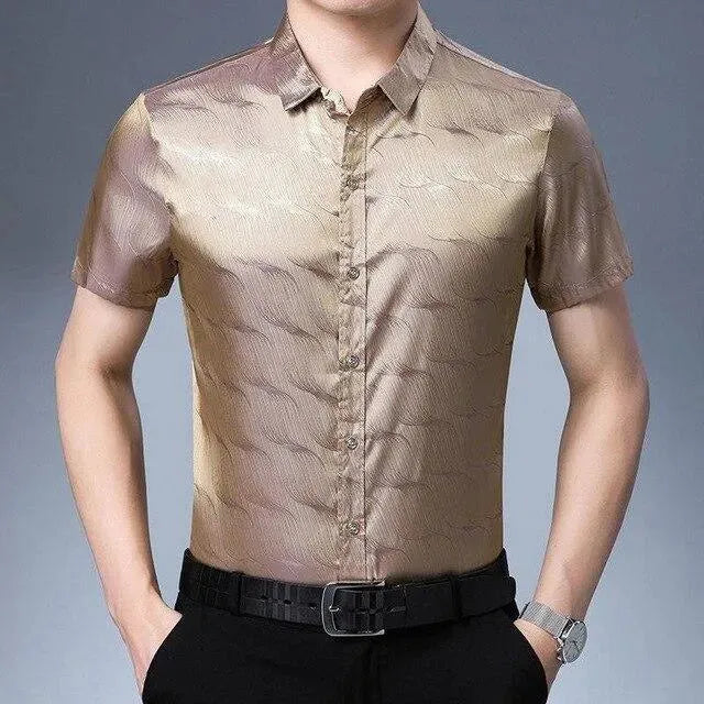 Men's Manson Satin Summer Shirt-Men Shirts-LeStyleParfait