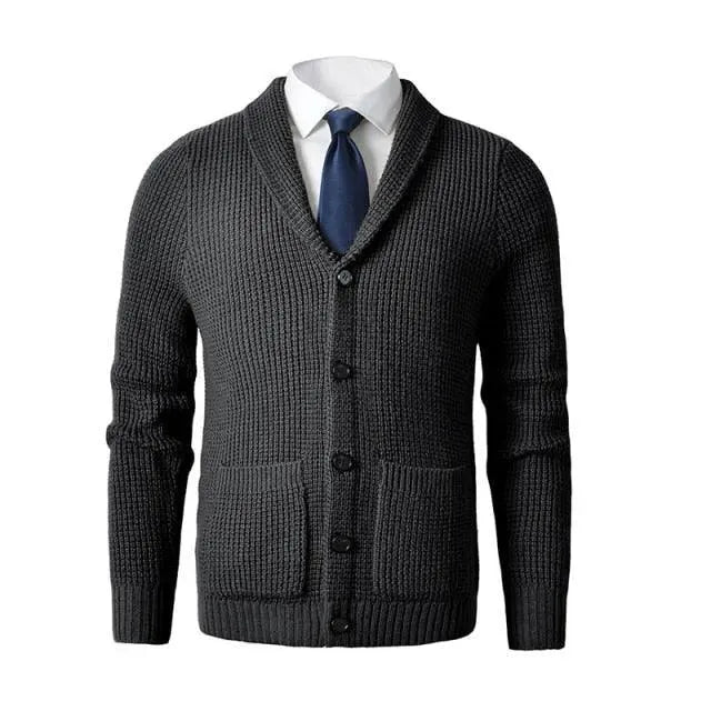 Men’s Merino Wool Cardigan Sweater – V-Neck