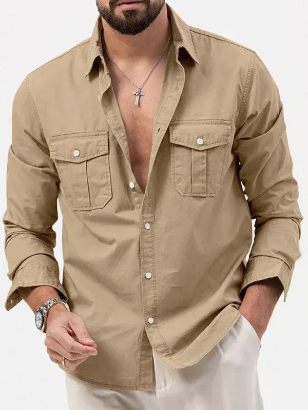 Men's Multi Pocket Casual Shirt-Men Shirts-LeStyleParfait