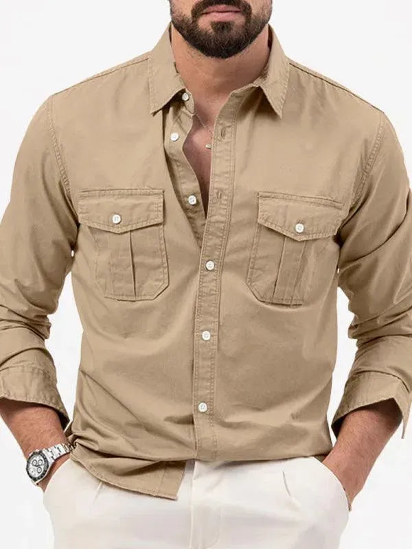 Men's Multi Pocket Casual Shirt-Men Shirts-LeStyleParfait