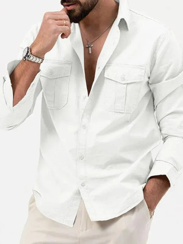 Men's Multi Pocket Casual Shirt-Men Shirts-LeStyleParfait