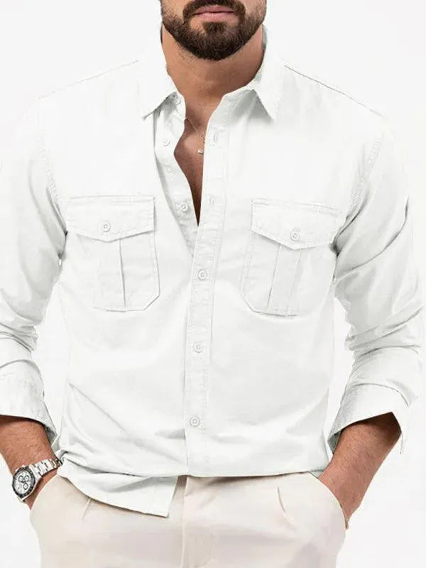 Men's Multi Pocket Casual Shirt-Men Shirts-LeStyleParfait
