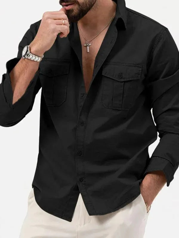 Men's Multi Pocket Casual Shirt-Men Shirts-LeStyleParfait
