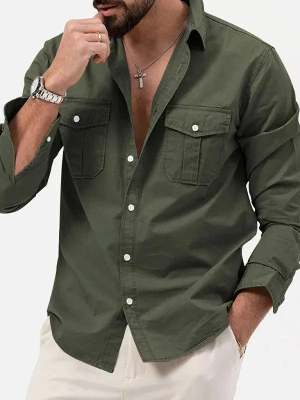 Men's Multi Pocket Casual Shirt-Men Shirts-LeStyleParfait