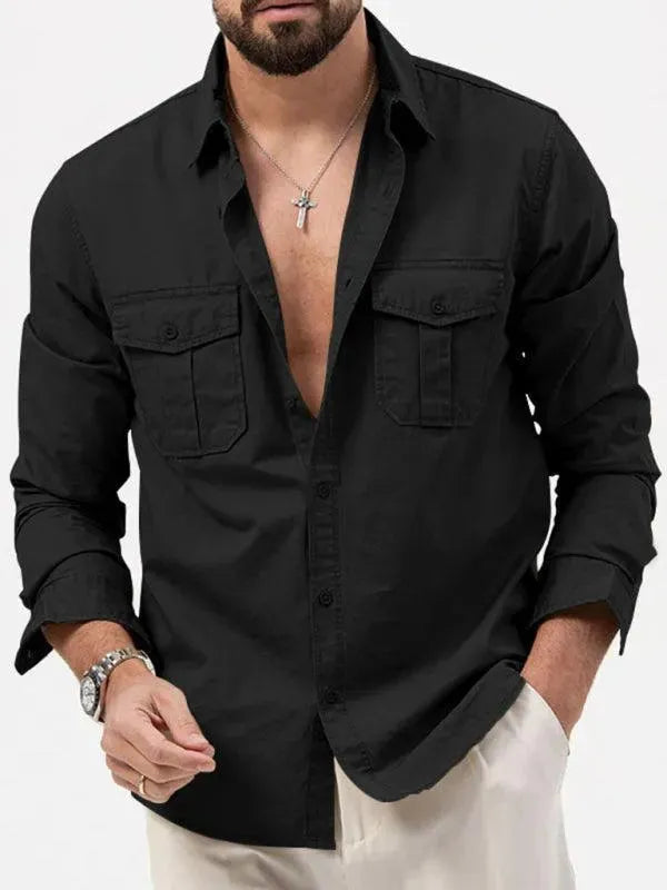 Men's Multi Pocket Casual Shirt-Men Shirts-LeStyleParfait