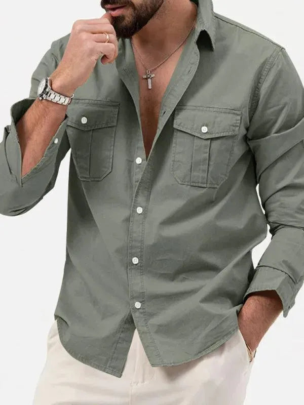 Men's Multi Pocket Casual Shirt-Men Shirts-LeStyleParfait