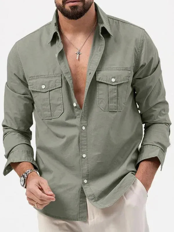 Men's Multi Pocket Casual Shirt-Men Shirts-LeStyleParfait