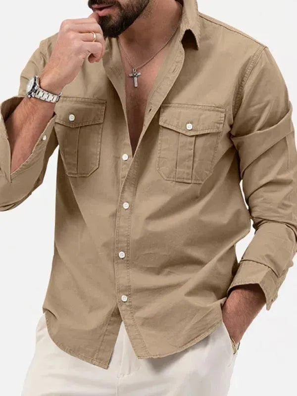 Men's Multi Pocket Casual Shirt-Men Shirts-LeStyleParfait