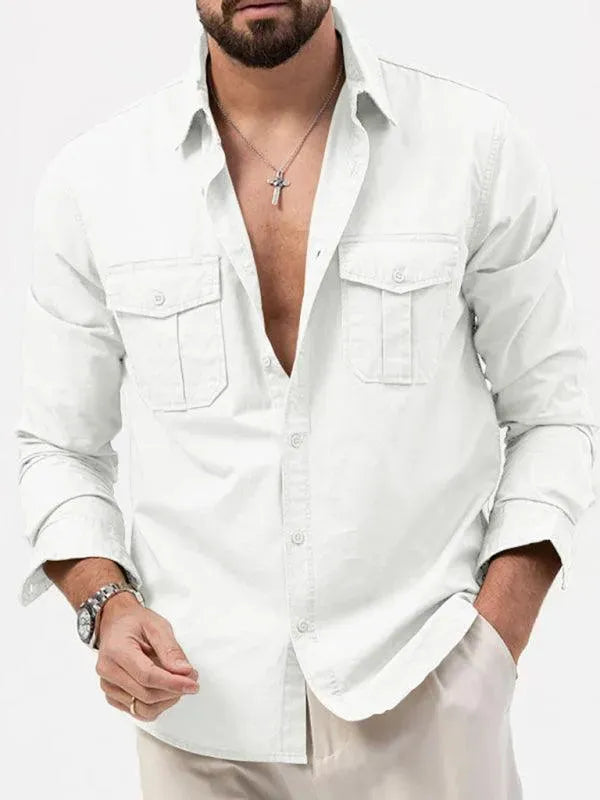 Men's Multi Pocket Casual Shirt-Men Shirts-LeStyleParfait