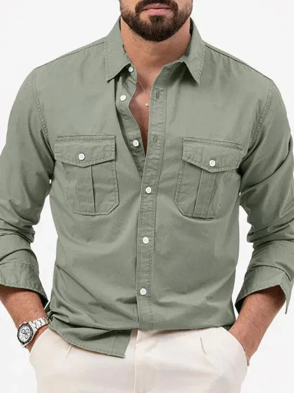 Men's Multi Pocket Casual Shirt-Men Shirts-LeStyleParfait
