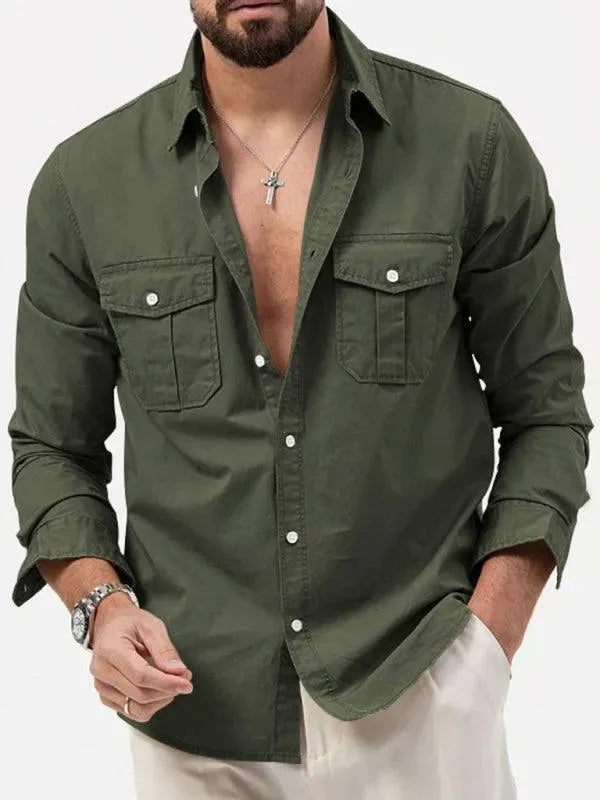 Men's Multi Pocket Casual Shirt-Men Shirts-LeStyleParfait