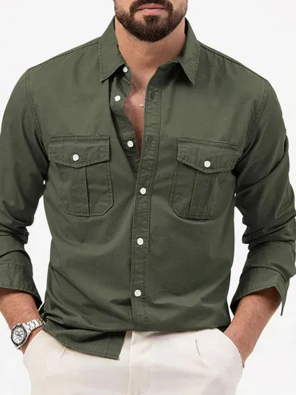 Men's Multi Pocket Casual Shirt-Men Shirts-LeStyleParfait