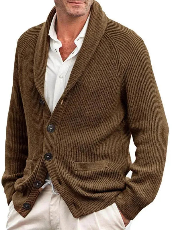Men’s Oversized V-Neck Cardigan Sweater – Button Front