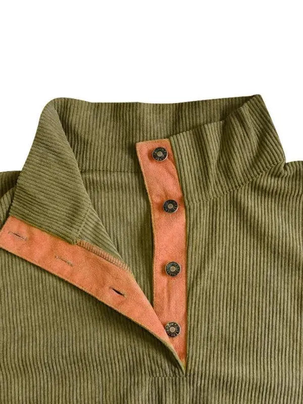 Men's Patchwork Button Sweatshirt-Men Sweatshirt-LeStyleParfait