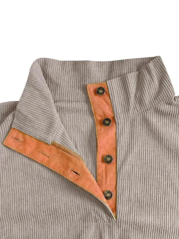 Men's Patchwork Button Sweatshirt-Men Sweatshirt-LeStyleParfait