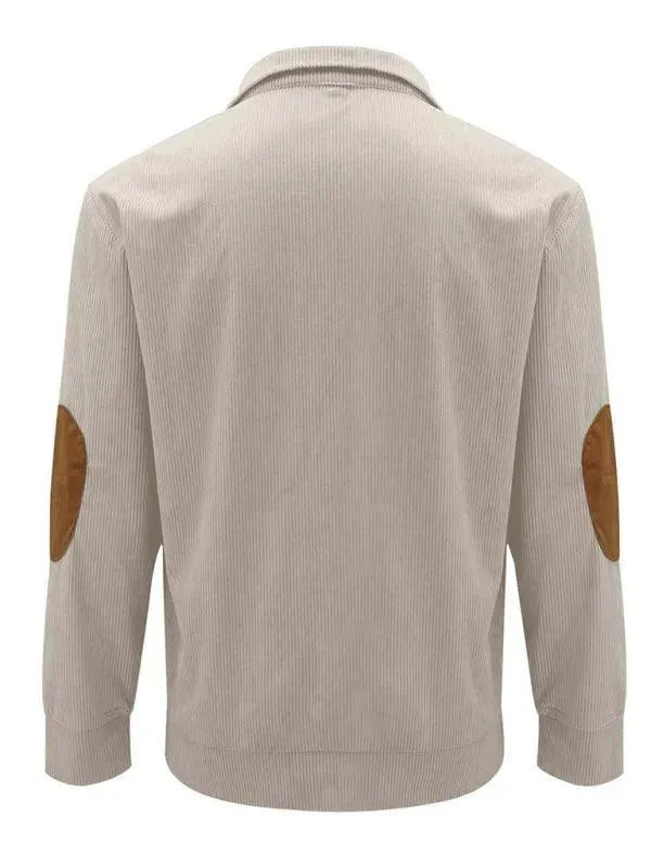 Men's Patchwork Button Sweatshirt-Men Sweatshirt-LeStyleParfait